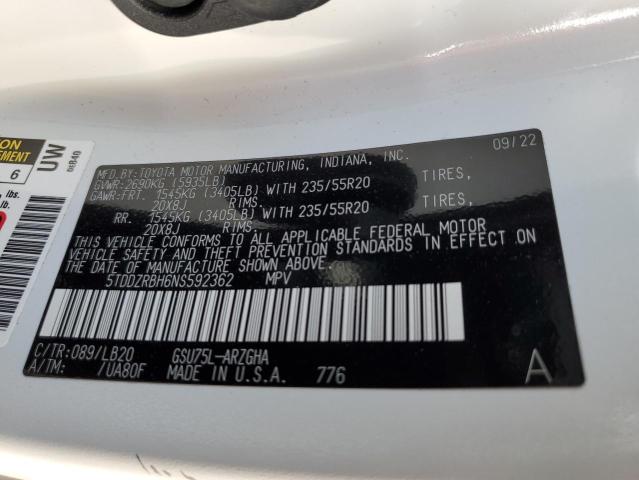 VIN 5TDDZRBH6NS592362 2022 Toyota Highlander, Limited no.14