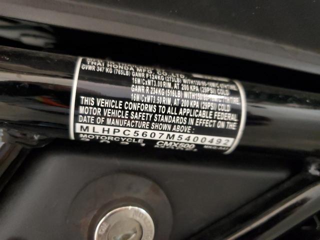 2021 HONDA CMX500 MLHPC5607M5400492