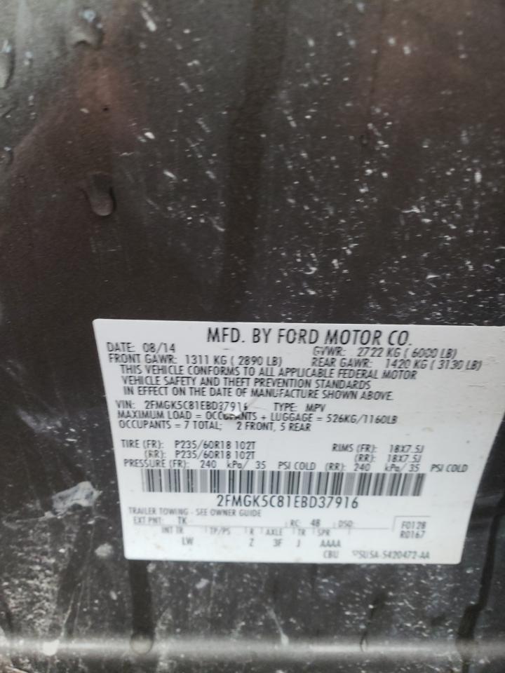 2FMGK5C81EBD37916 2014 Ford Flex Sel