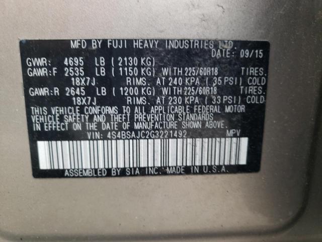 4S4BSAJC2G3221492 Subaru Outback 2.5i Limited