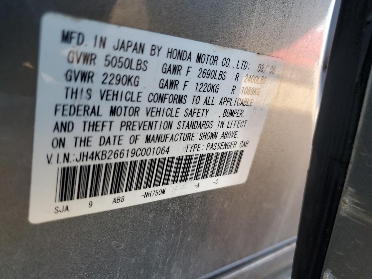 JH4KB26619C001064 2009 Acura Rl