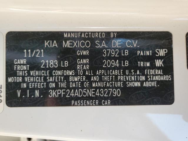 3KPF24AD5NE432790 Kia Forte FE 10