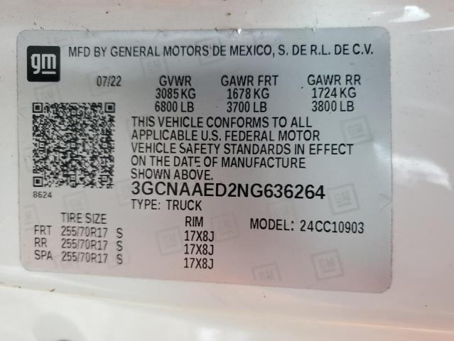 3GCNAAED2NG636264 Chevrolet Silverado C1500