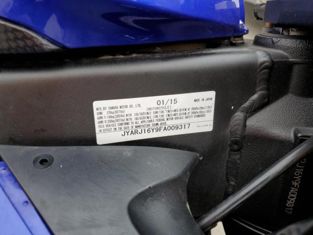 2015 YAMAHA YZFR6 C JYARJ16Y9FA009317