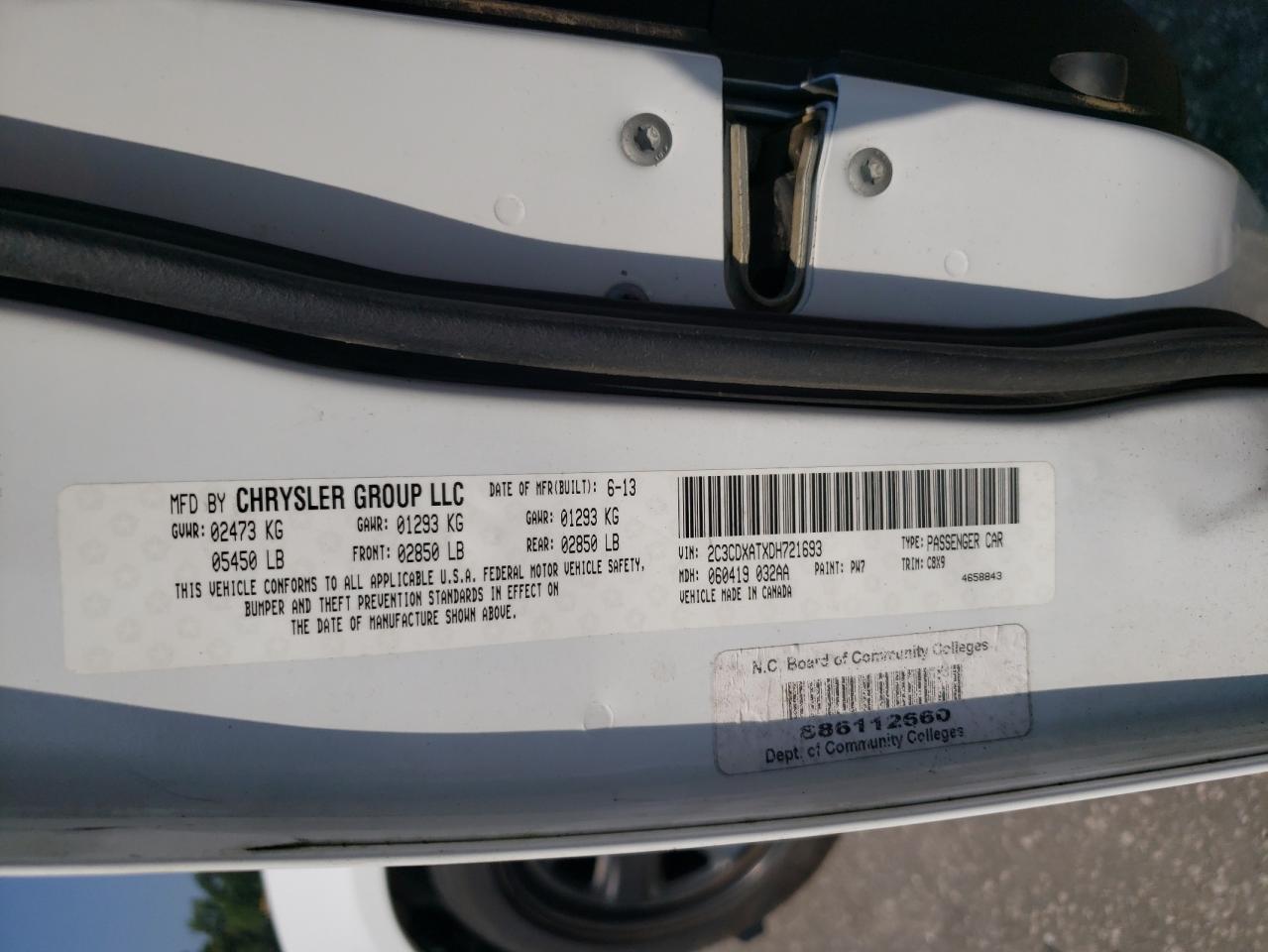 2C3CDXATXDH721693 2013 Dodge Charger Police 2C3CDXATXDH721693 2013 Dodge Charger Police