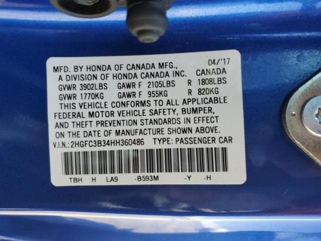 2HGFC3B34HH360486 Honda CIVIC EX