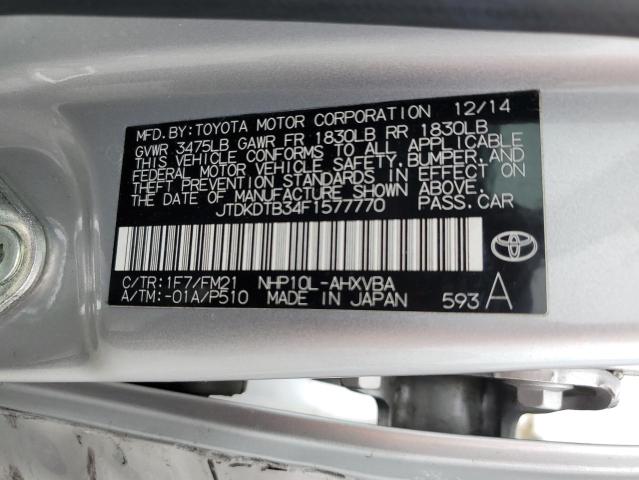 JTDKDTB34F1577770 Toyota PRIUS C