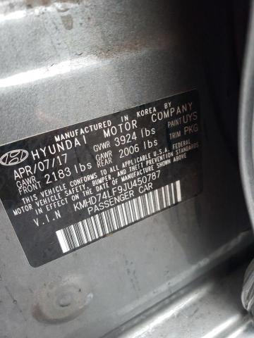 KMHD74LF9JU450787 Hyundai ELANTRA SE