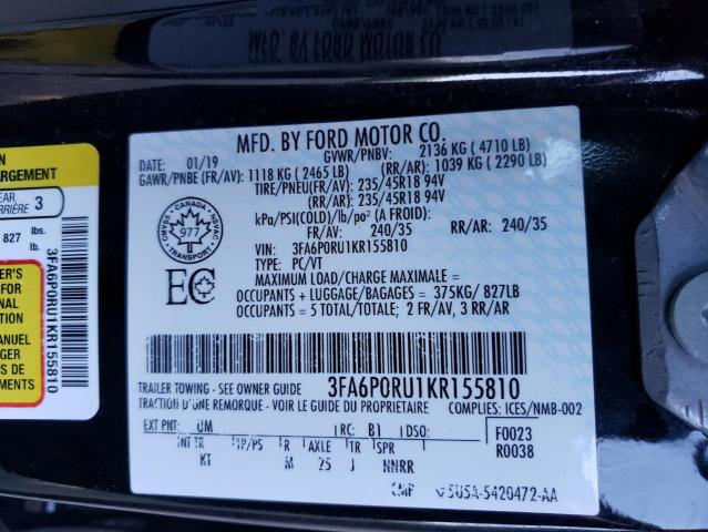 3FA6P0RU1KR155810 2019 FORD FUSION - Image 12