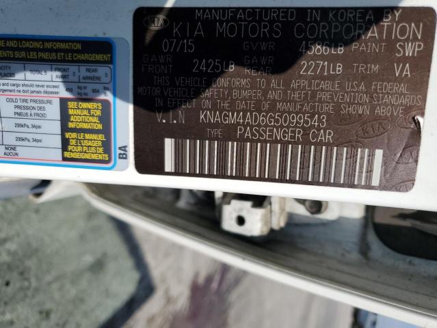 KNAGM4AD6G5099543 KIA OPTIMA HYBRID