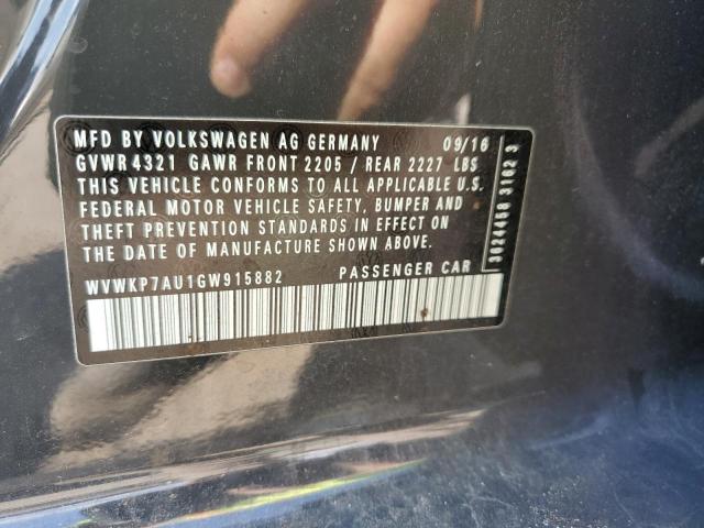 2016 VOLKSWAGEN E-GOLF SE - WVWKP7AU1GW915882