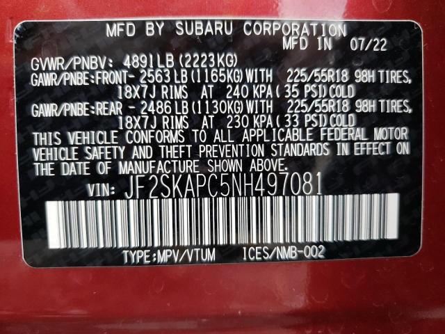 JF2SKAPC5NH497081 Subaru Forester Limited
