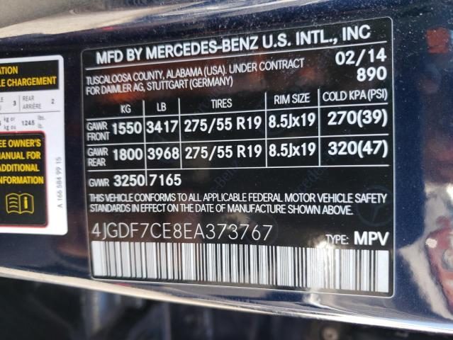 VIN 4JGDF7CE8EA373767 2014 Mercedes-Benz GL-Class, ... no.13