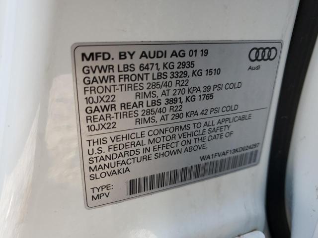 2019 AUDI Q8 PRESTIG WA1FVAF13KD024297