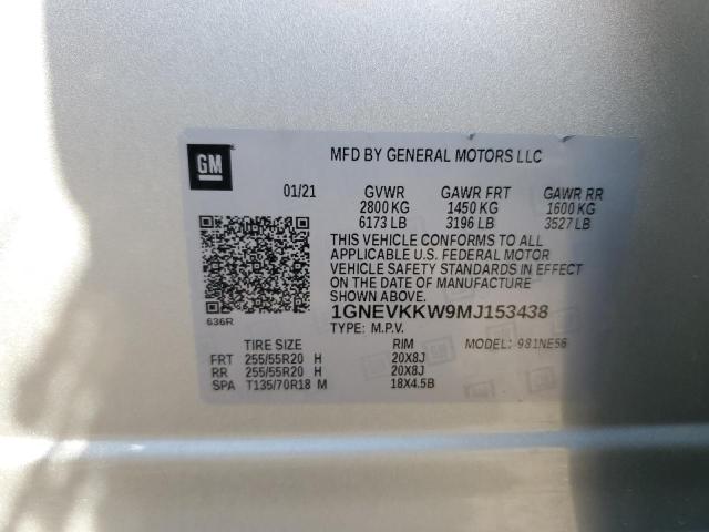 1GNEVKKW9MJ153438 Chevrolet Traverse Premier