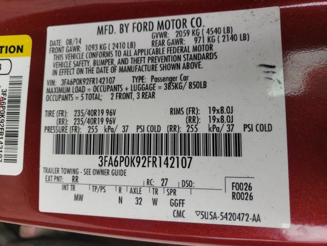 3FA6P0K92FR142107 Ford Fusion Titanium