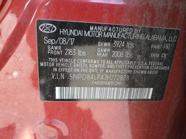 5NPD84LF4JH272878 Hyundai ELANTRA SEL