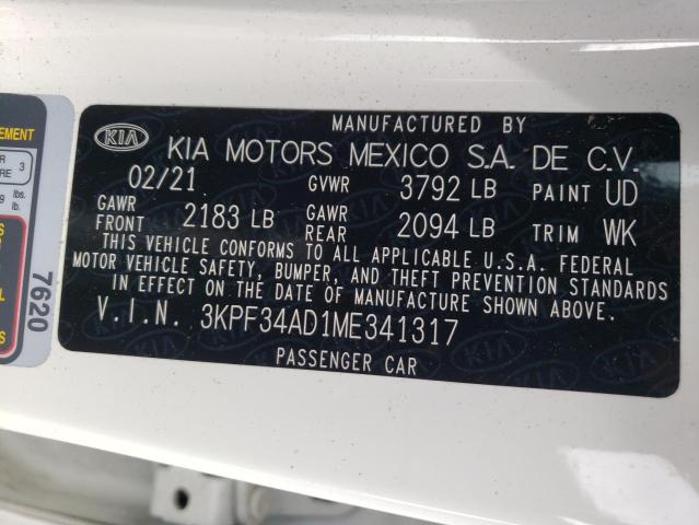 3KPF34AD1ME341317 KIA Forte Gt Line