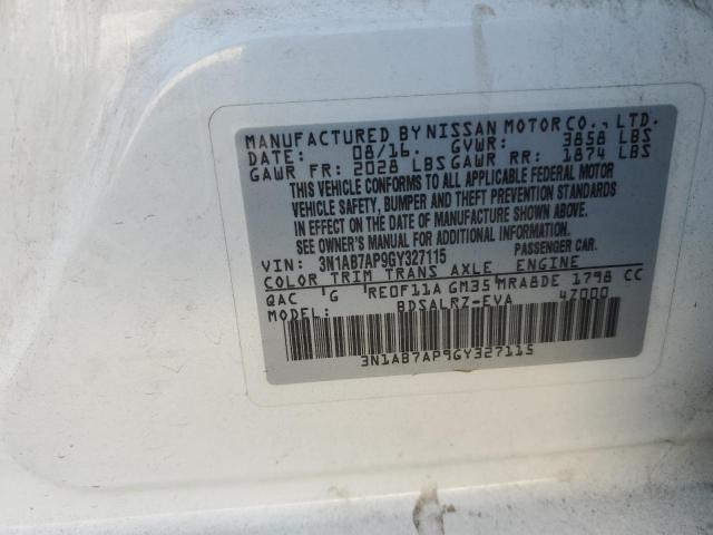 2016 NISSAN SENTRA S - 3N1AB7AP9GY327115