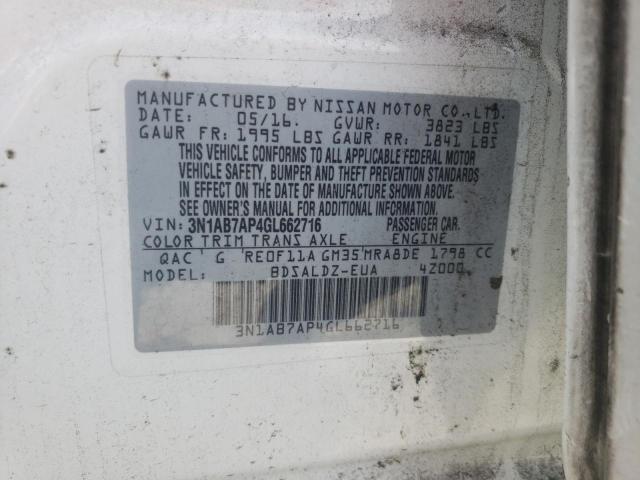 2016 NISSAN SENTRA S - 3N1AB7AP4GL662716