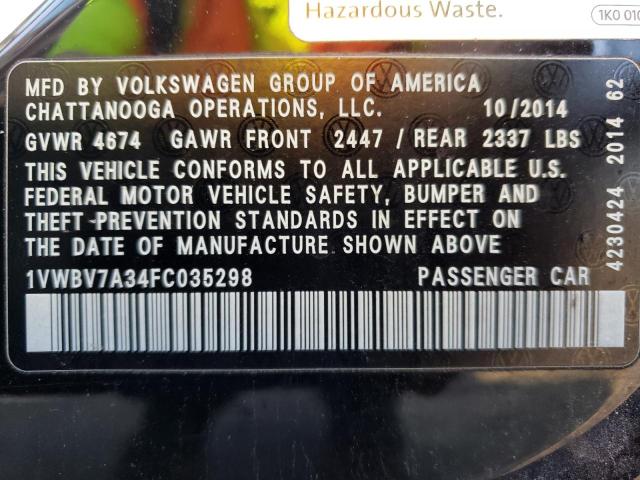 2015 VOLKSWAGEN PASSAT TDI 1VWBV7A34FC035298