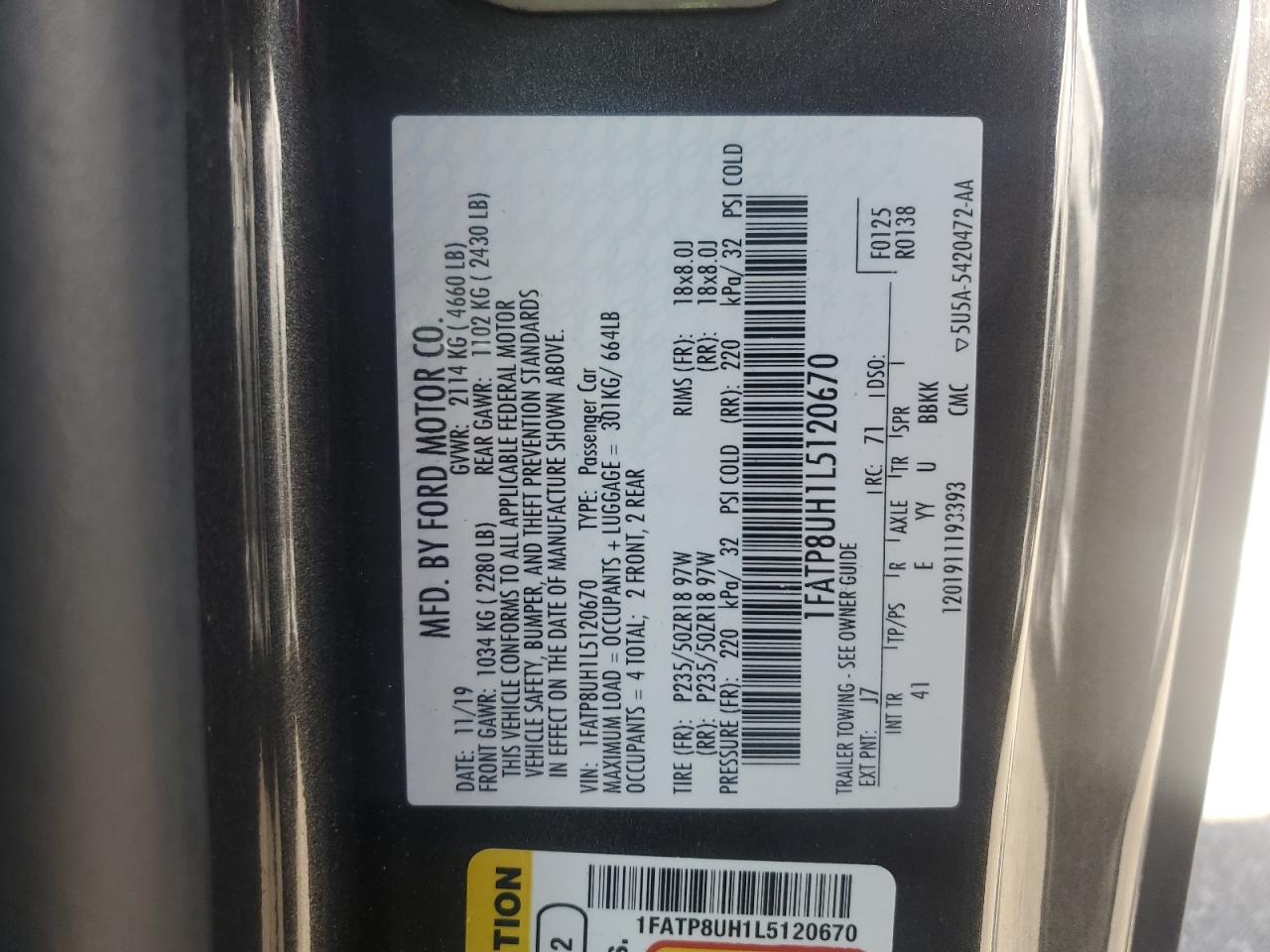 1FATP8UH1L5120670 FORD ALL Models 2020
