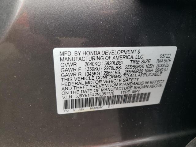 5J8YE1H42NL051170 Acura MDX TECHNO 10