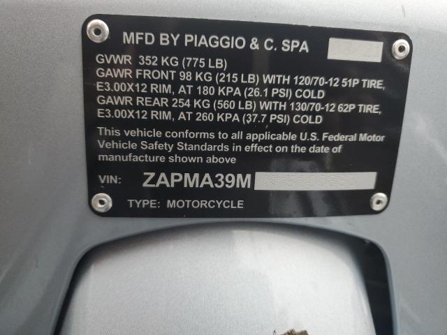 2021 VESPA SCOOTER ZAPMA39MXM5100863