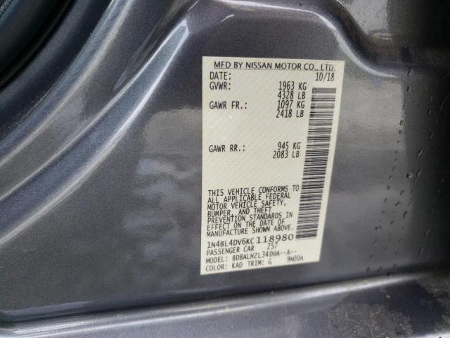 1N4BL4DV6KC118980 Nissan ALTIMA SV
