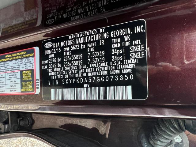 5XYPKDA57GG073350 KIA SORENTO SX