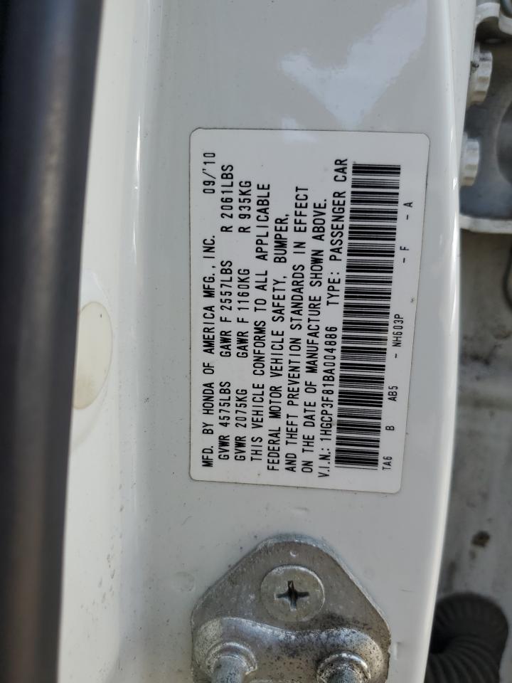 1HGCP3F81BA004886 2011 Honda Accord 3.5 Ex-L