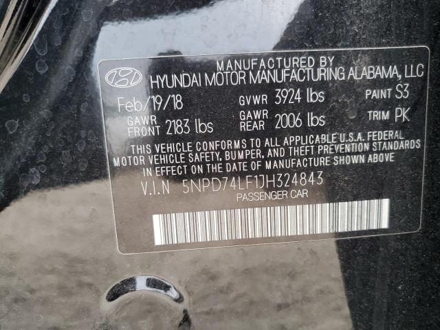 5NPD74LF1JH324843 Hyundai ELANTRA SE