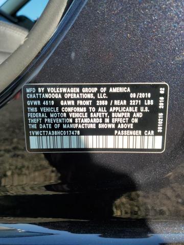 2017 VOLKSWAGEN PASSAT SEL - 1VWCT7A38HC017478