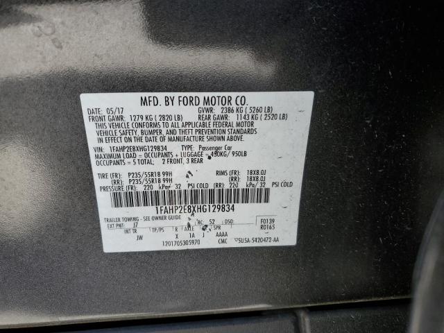 1FAHP2E8XHG129834 Ford TAURUS SEL