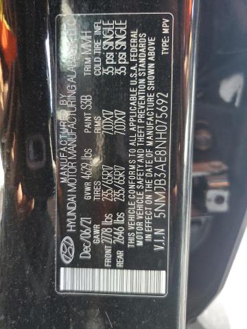 5NMJB3AE8NH075692 Hyundai TUCSON SEL