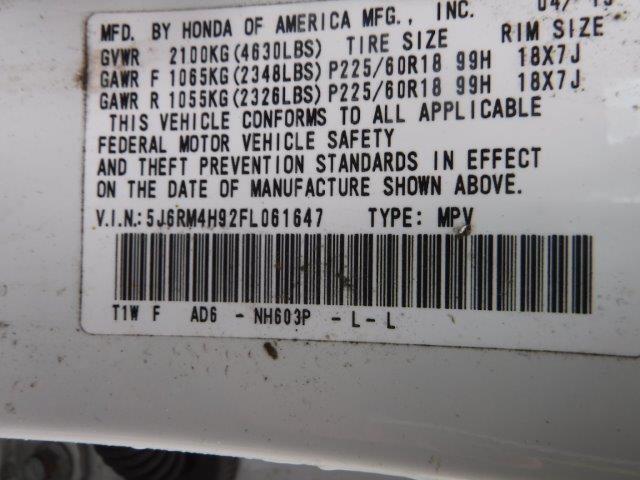 2015 HONDA CR-V - 5J6RM4H92FL061647