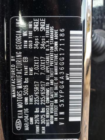 5XYPG4A36GG171186 KIA SORENTO LX