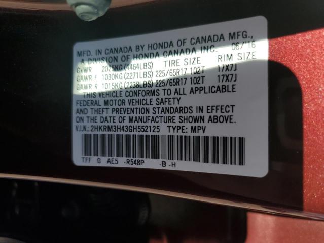 2016 HONDA CR-V SE - 2HKRM3H43GH552125