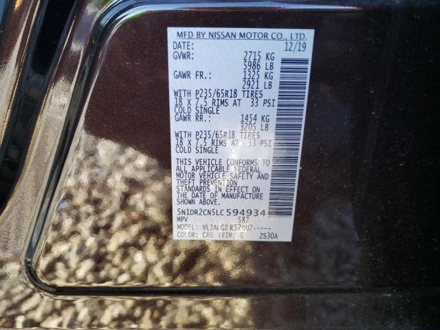 5N1DR2CN5LC594934 Nissan Pathfinder Sl