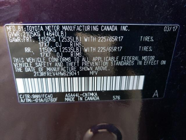 2T3RFREV4HW629041 Toyota Rav4 Xle