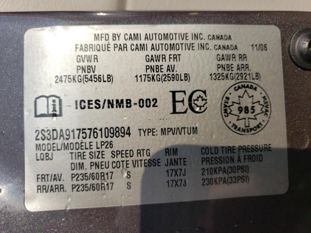 2S3DA917576109894 2007 Suzuki Xl7 Limited Platinum