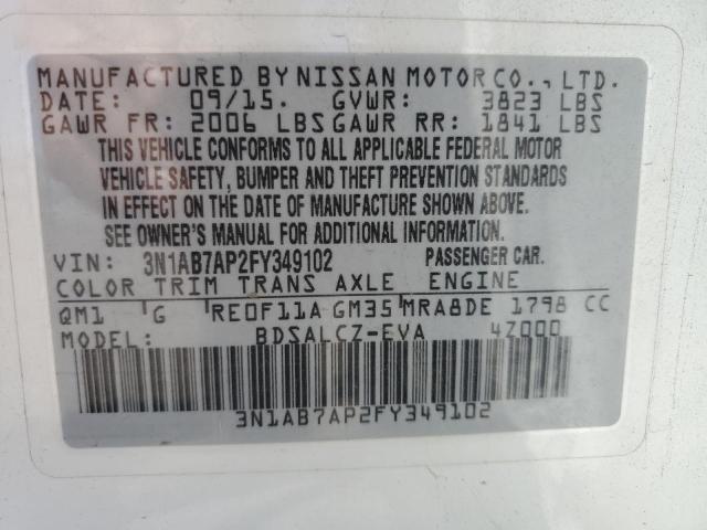 3N1AB7AP2FY349102 Nissan SENTRA S
