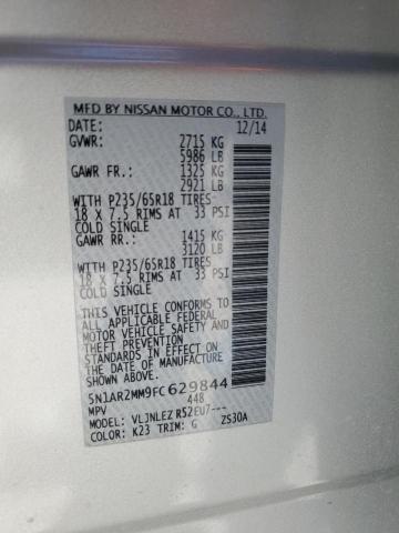 5N1AR2MM9FC629844 Nissan Pathfinder S