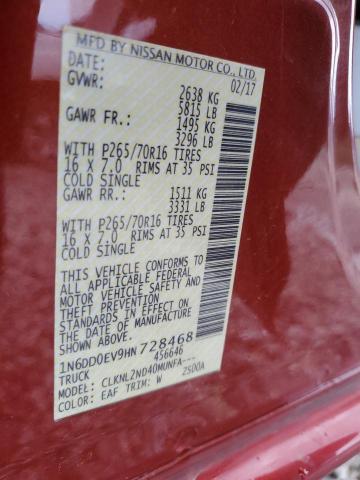 1N6DD0EV9HN728468 Nissan FRONTIER S
