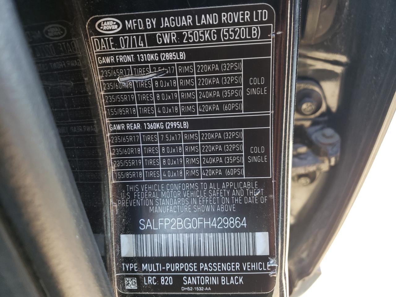 SALFP2BG0FH429864 2015 Land Rover Lr2 Se