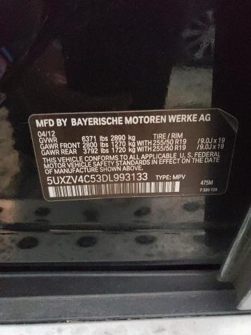 VIN: 5UXZV4C53DL993133 Auction: COPART Lot: 67169583 Location: DC - WASHINGTON DC 5UXZV4C53DL993133 BMW X5 2013 BLACK Photo 13