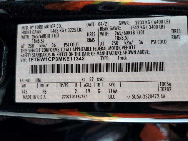 2021 FORD F150 SUPER - 1FTEW1CP3MKE11342