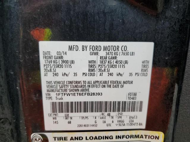 1FTFW1ET6EFB28393 Ford F150 Supercrew