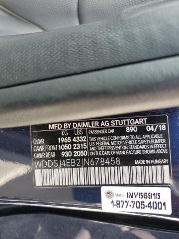WDDSJ4EB2JN678458 Mercedes-Benz CLA 250