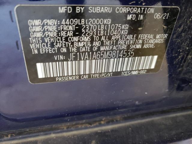 JF1VA1A65M9814535 Subaru WRX